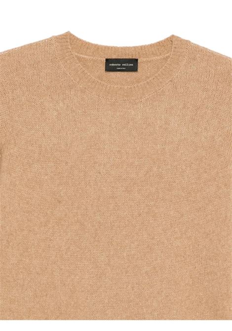 crewneck sweater man camel ROBERTO COLLINA | 253M40001M4005